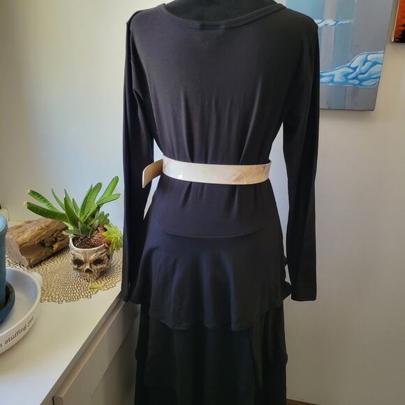 LuLaRoe Georgia Black Ruffle 3-Tier Skirt Dress – Women’s Size Large - Picture 5 of 9